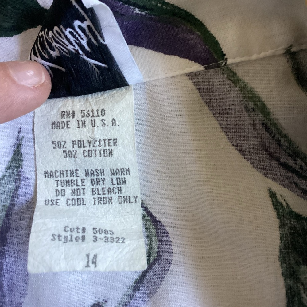 Vintage Tapestry Tropical Floral Dress – Size 14 – Made in USA - Picture 5 of 8